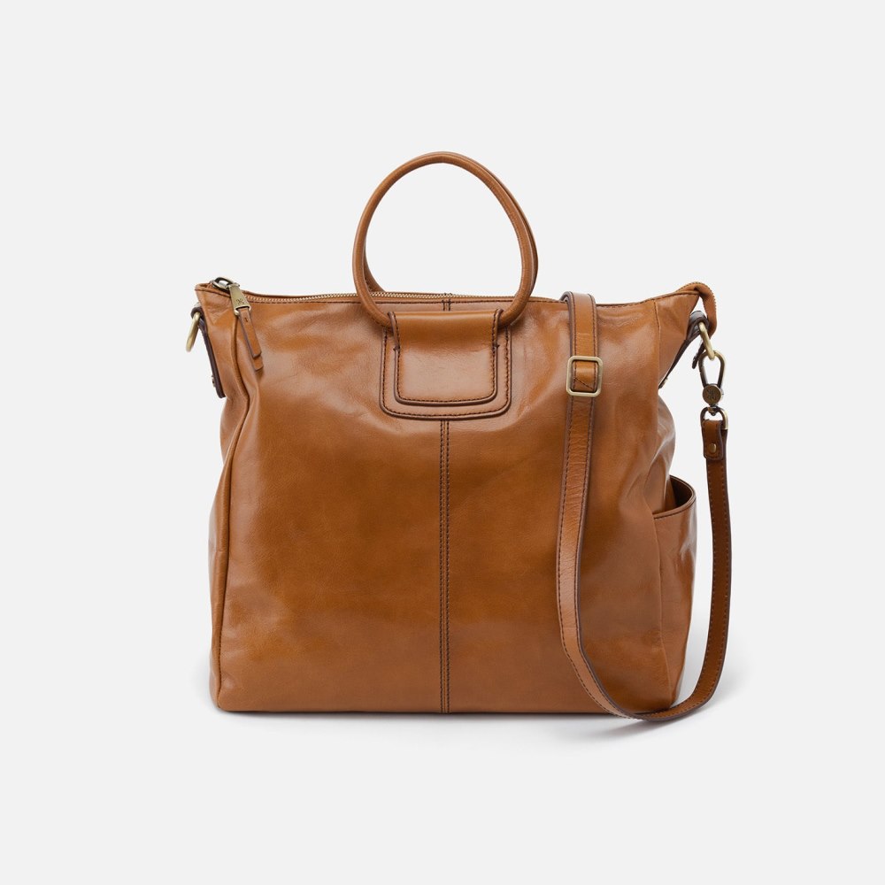 Hobo | Sheila Large Satchel in Polished Leather - Truffle - Click Image to Close