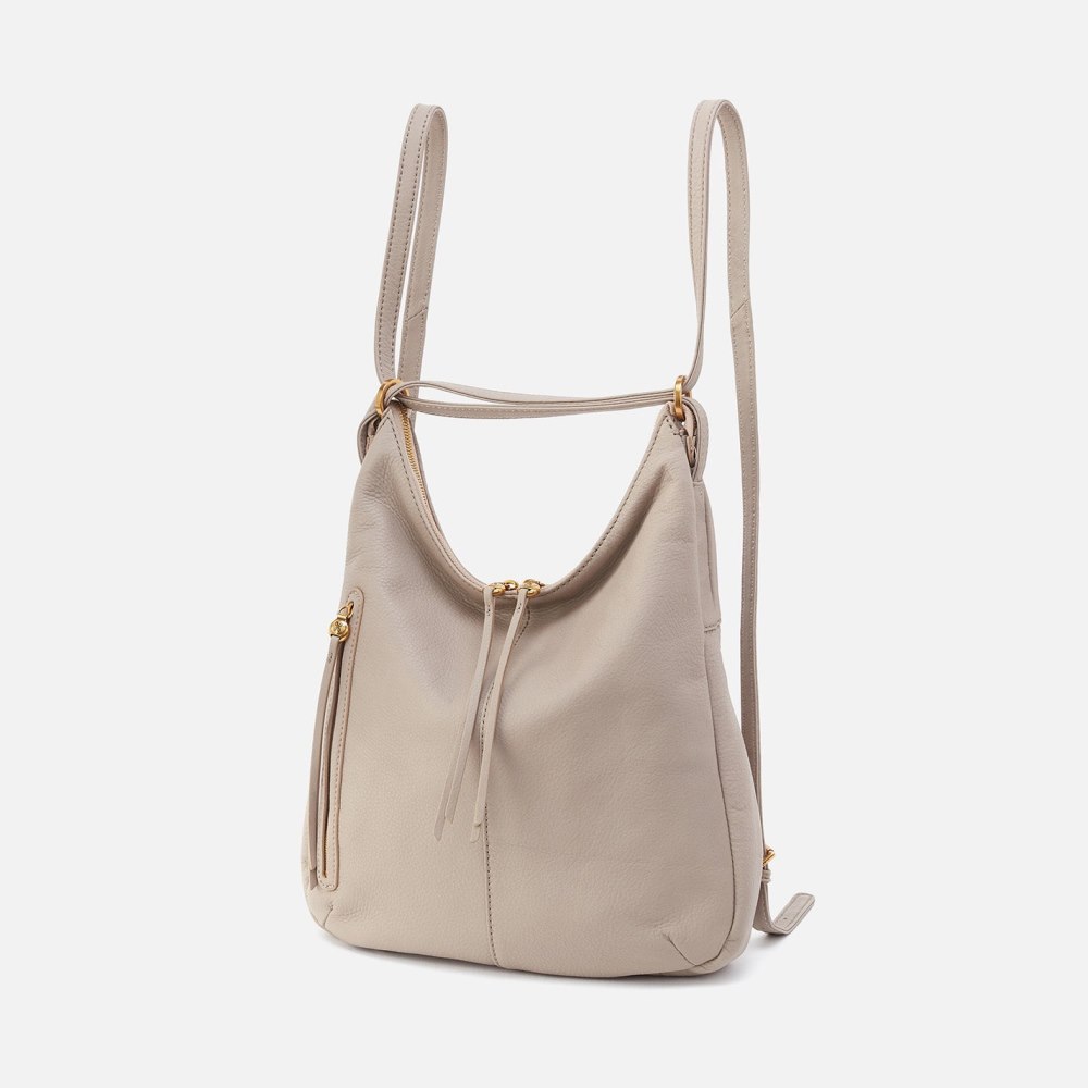 Hobo | Merrin Convertible Backpack in Pebbled Leather - Taupe - Click Image to Close