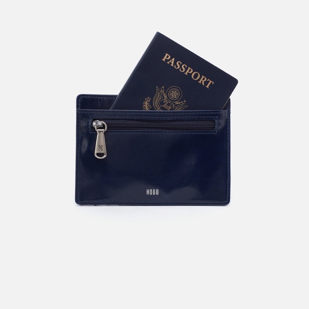 Hobo | Euro Slide Card Case in Polished Leather - Nightshade