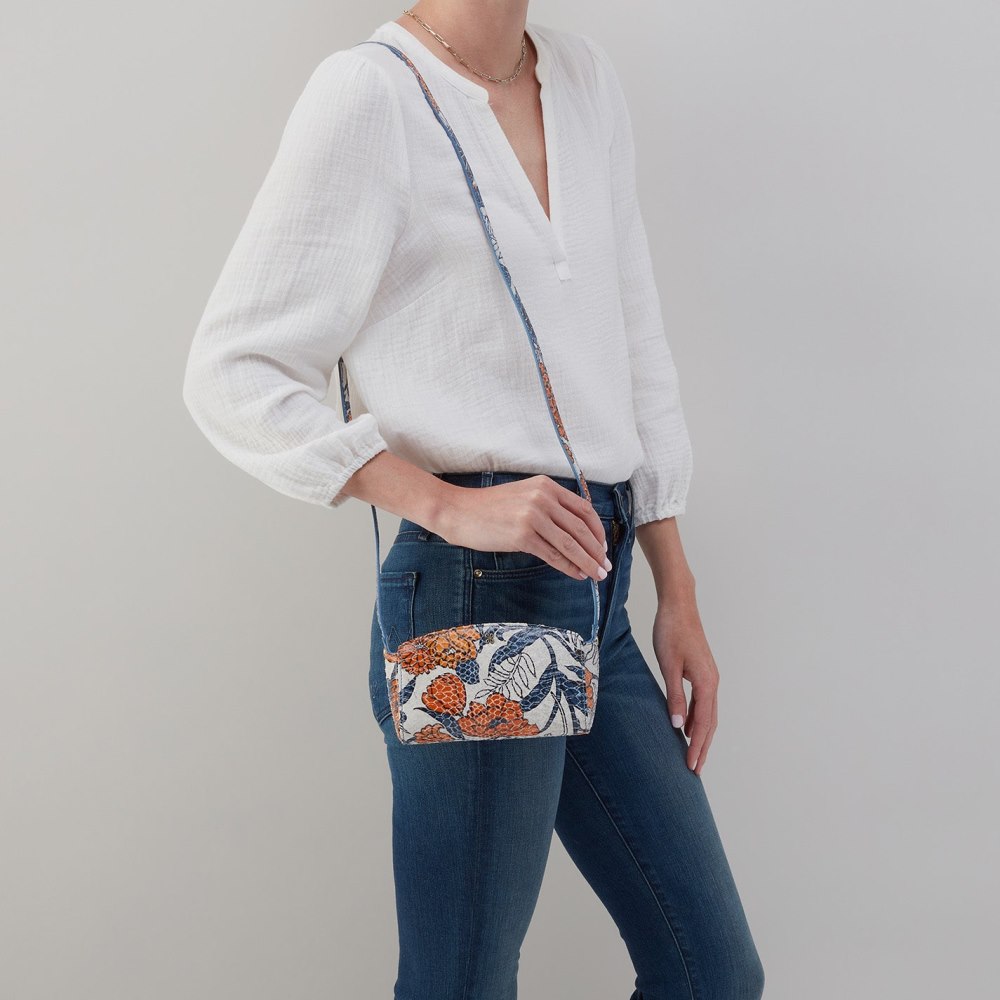 Hobo | Jesse Crossbody in Printed Leather - Orange Blossom