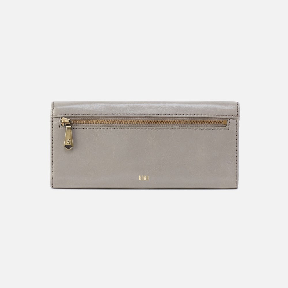 Hobo | Jill Large Trifold Wallet in Polished Leather - Driftwood