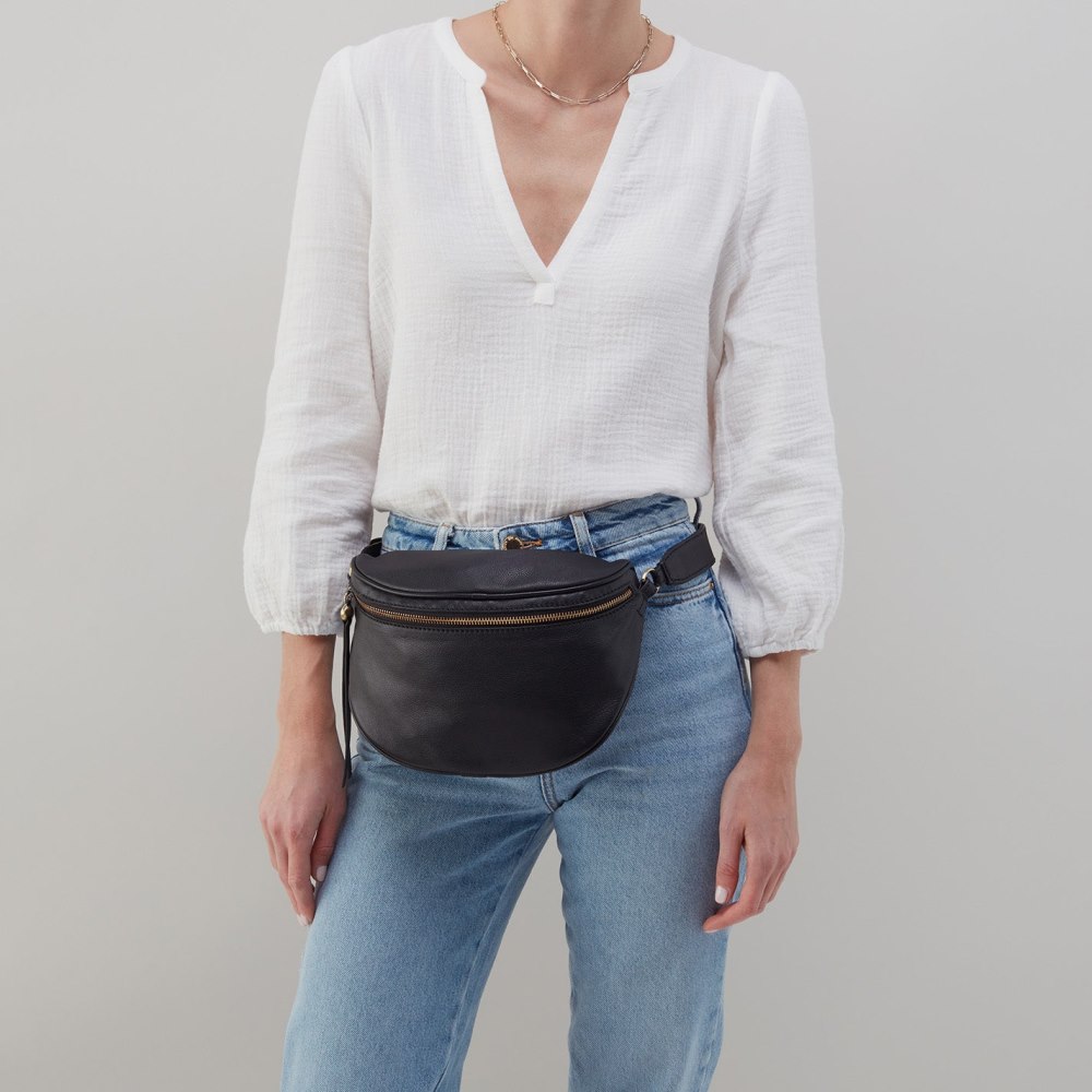 Hobo | Juno Belt Bag in Silk Napa Leather - Black