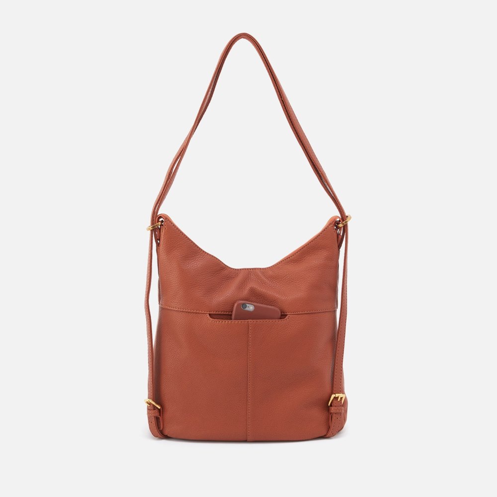 Hobo | Merrin Convertible Backpack in Pebbled Leather - Cognac