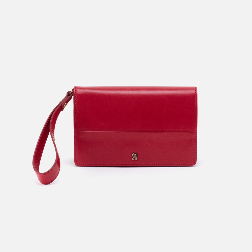 Hobo | Jill Wristlet in Polished Leather - Claret