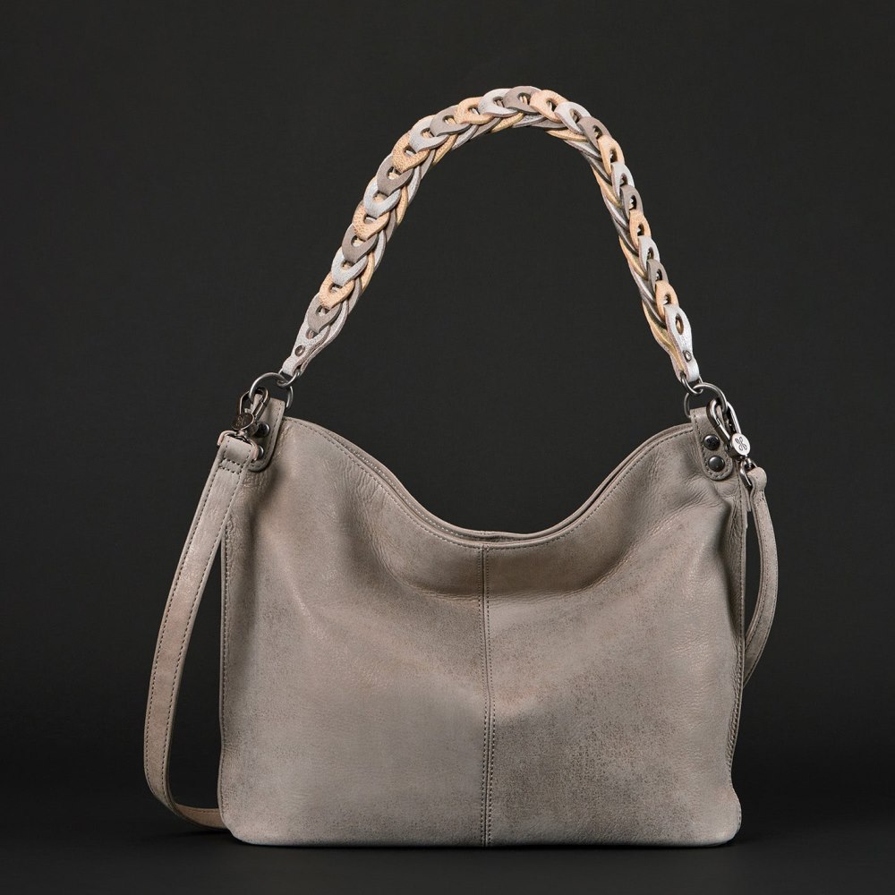 Hobo | Pier Shoulder Bag in Metallic Leather - Granite Grey