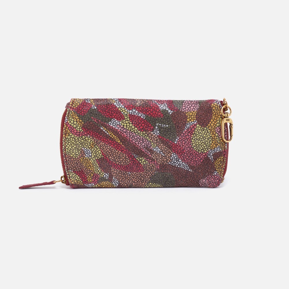 Hobo | Spark Double Eyeglass Case in Printed Leather - Abstract Foliage - Click Image to Close