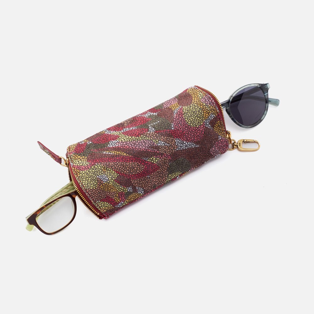 Hobo | Spark Double Eyeglass Case in Printed Leather - Abstract Foliage