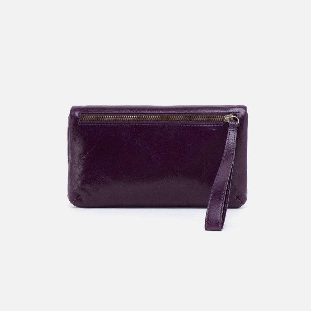 Hobo | Lauren Wristlet in Polished Leather - Deep Purple