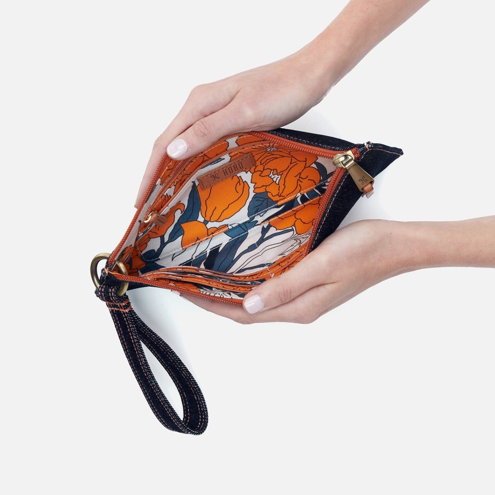 Hobo | Vida Wristlet in Denim Fabric - Dark Denim