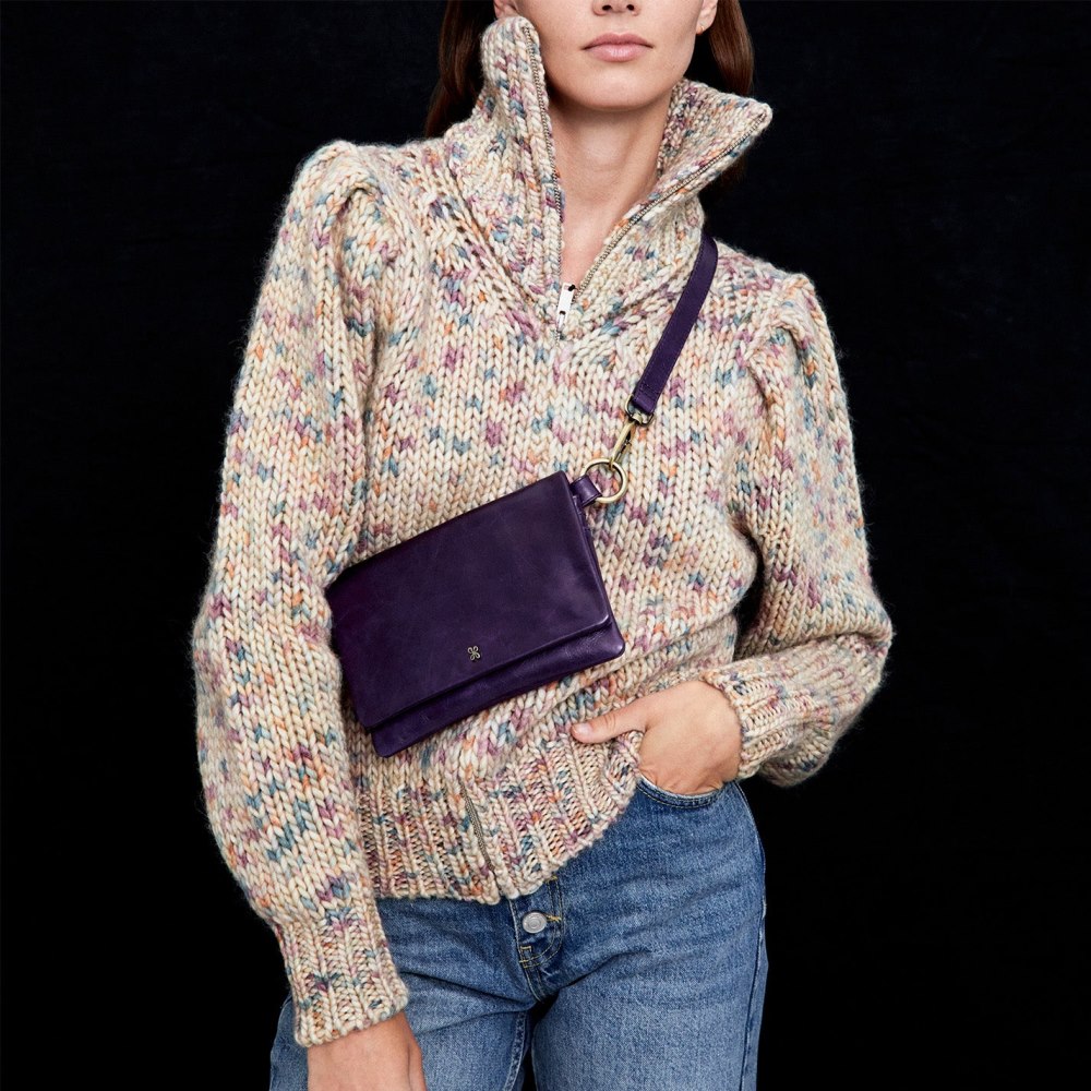 Hobo | Winn Belt Bag in Polished Leather - Deep Purple