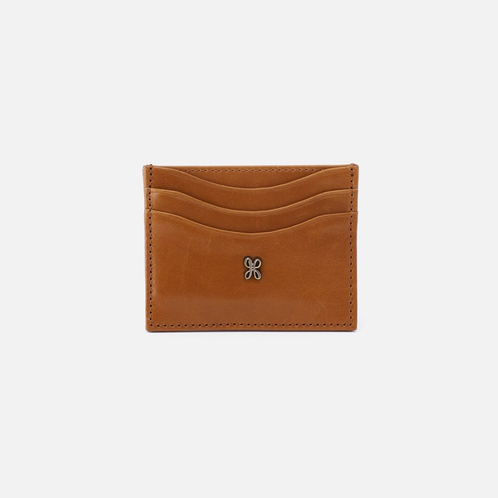 Hobo | Max Card Case in Polished Leather - Truffle - Click Image to Close