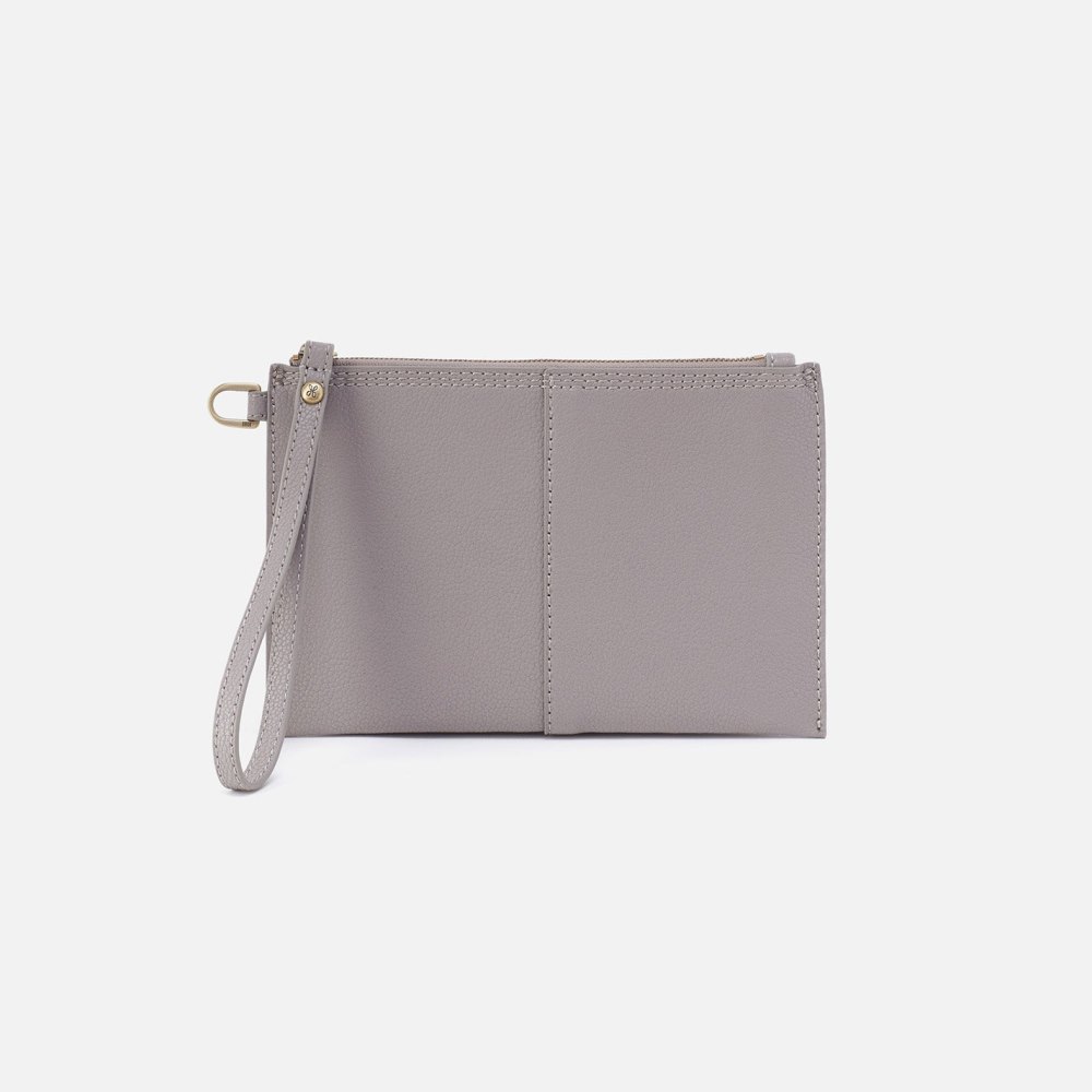 Hobo | Vida Small Pouch in Micro Pebbled Leather - Morning Dove Grey