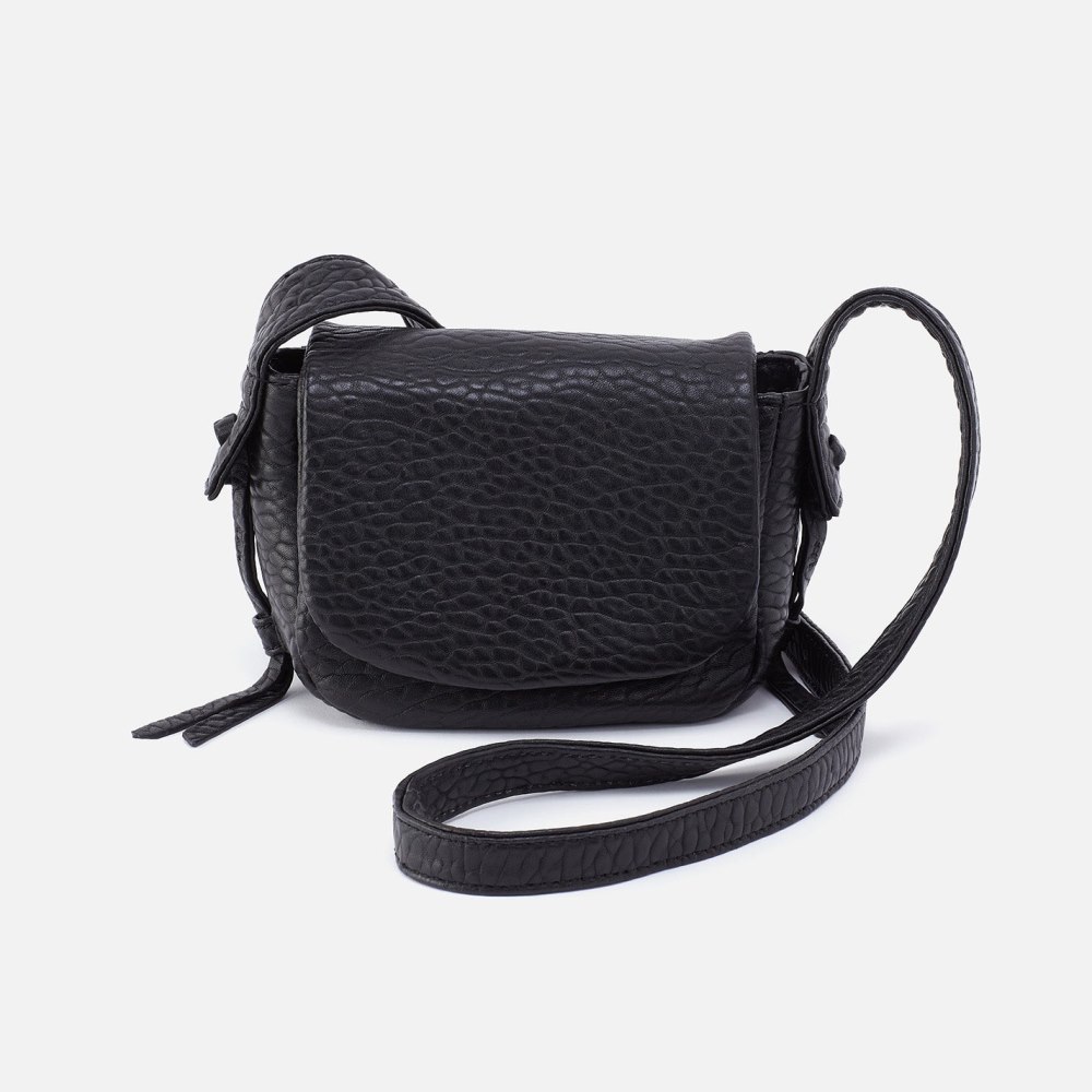 Hobo | Bonita Mini Messenger Crossbody in Bubble Pebbled Leather - Black - Click Image to Close