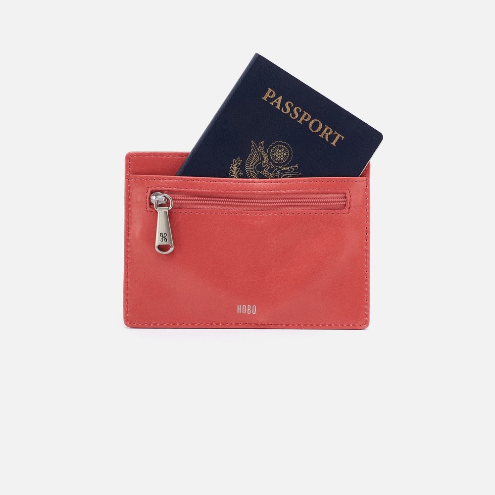 Hobo | Euro Slide Card Case in Polished Leather - Cherry Blossom