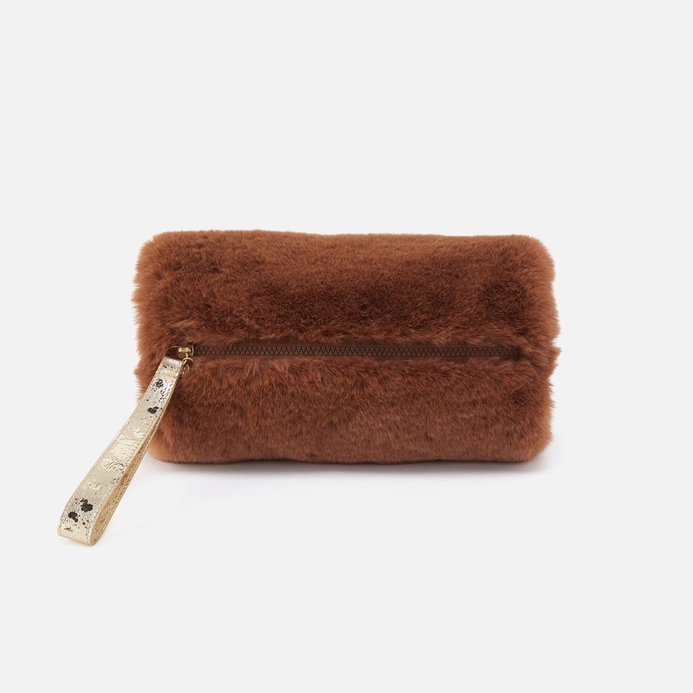 Hobo | Zuri Muff in Faux Fur and Metallic Leather - Medium Brown