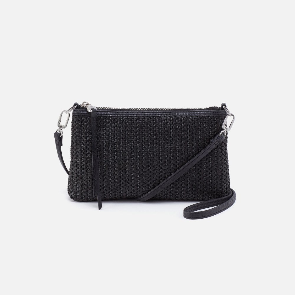 Hobo | Darcy Crossbody in Raffia With Leather Trim - Black - Click Image to Close