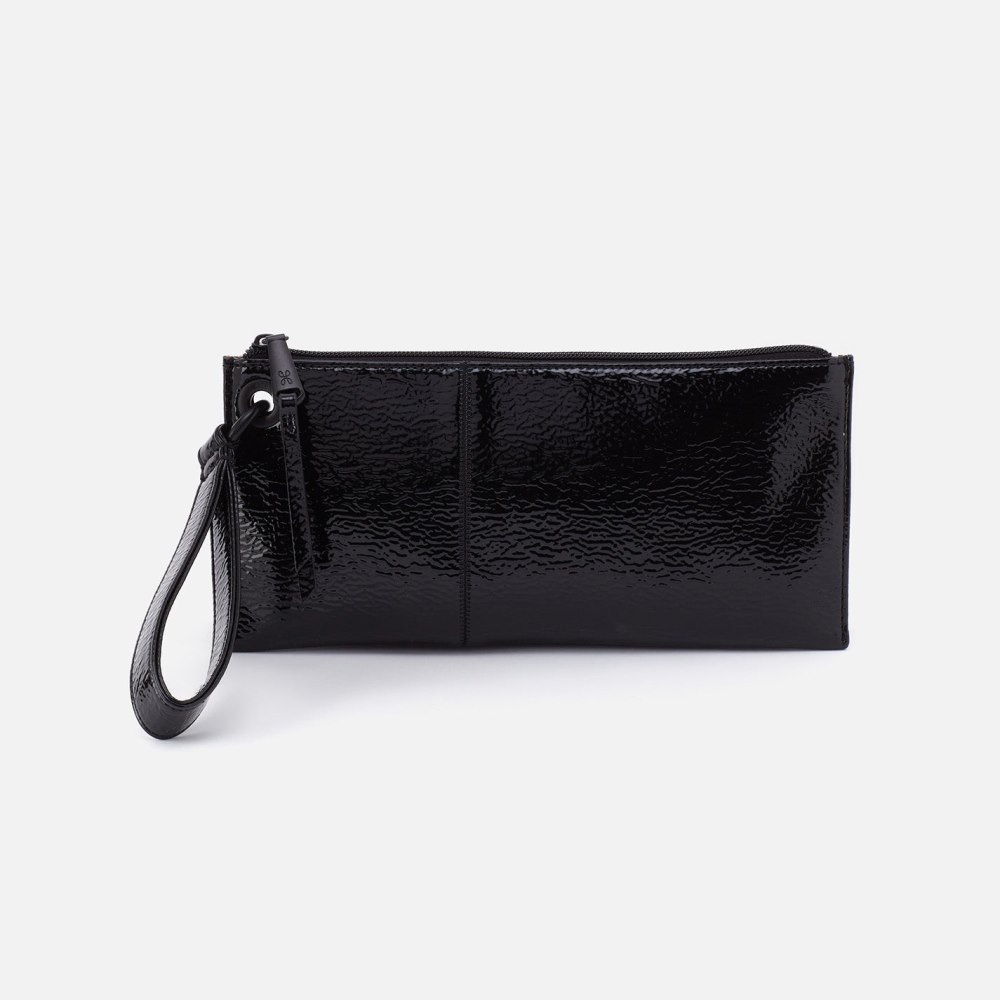 Hobo | Vida Wristlet in Pebbled Patent - Black