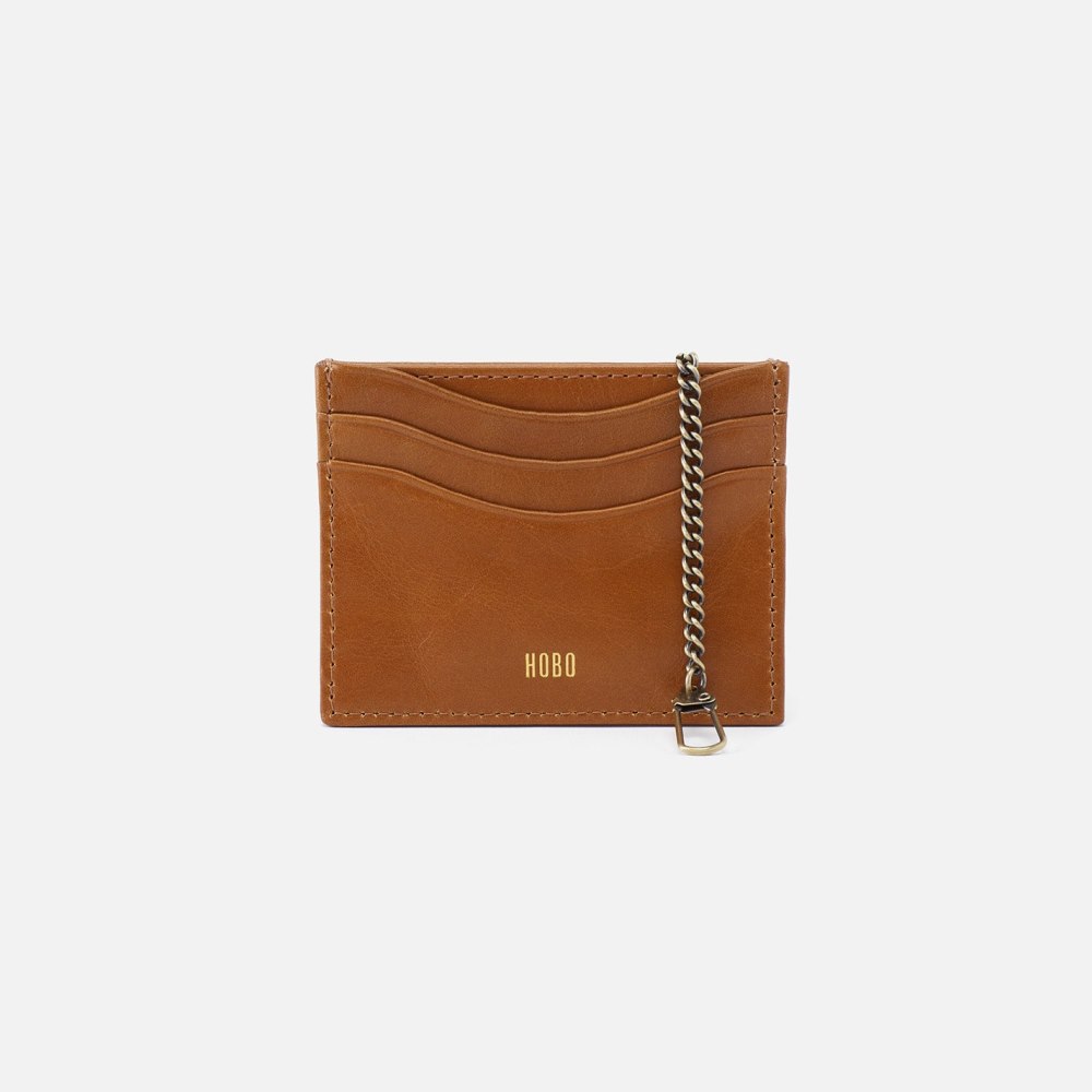 Hobo | Max Card Case in Polished Leather - Truffle