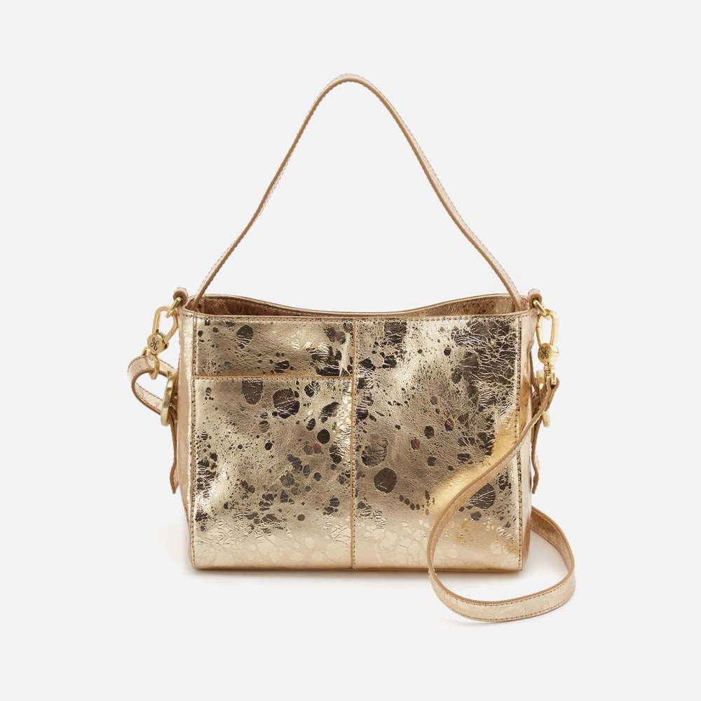 Hobo | Render Small Crossbody in Metallic Leather - Gilded Marble