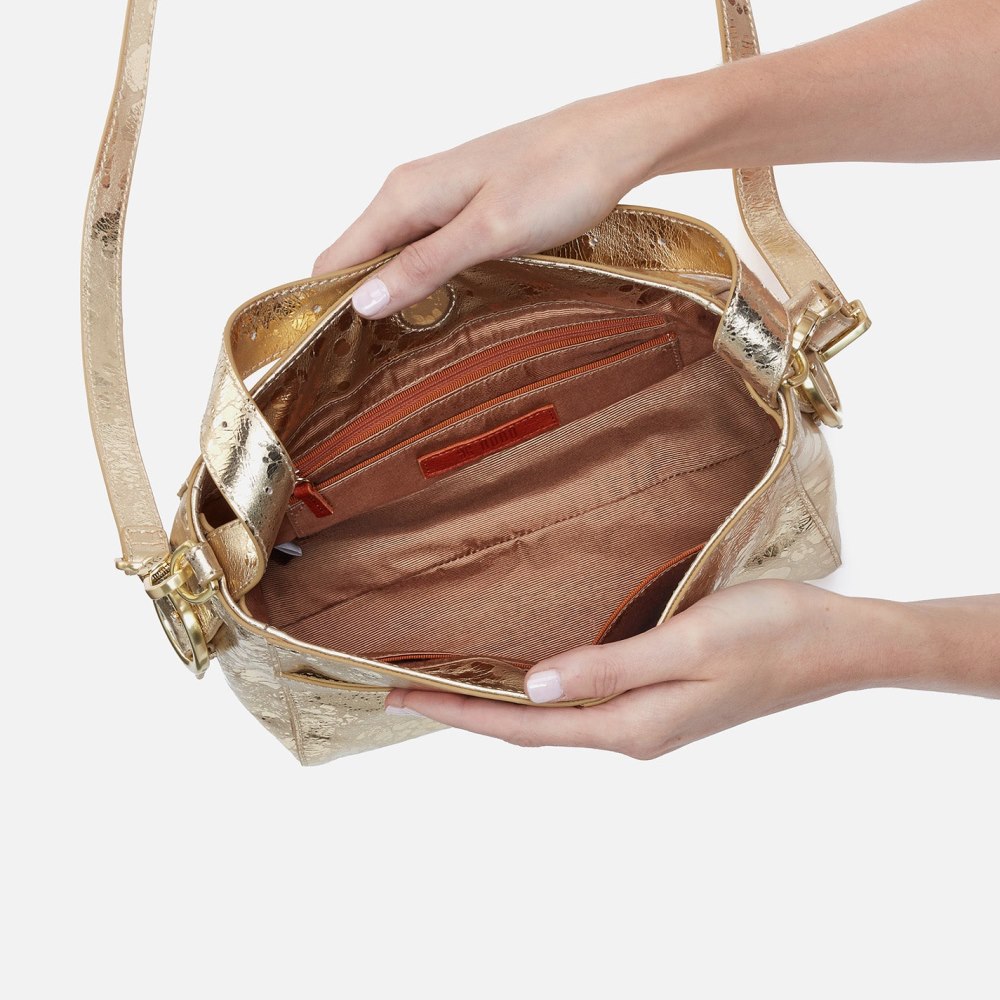 Hobo | Render Small Crossbody in Metallic Leather - Gilded Marble