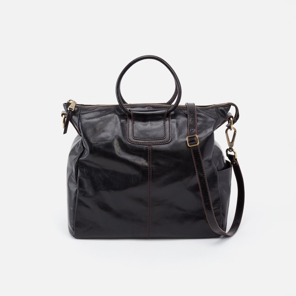 Hobo | Sheila Large Satchel in Polished Leather - Black