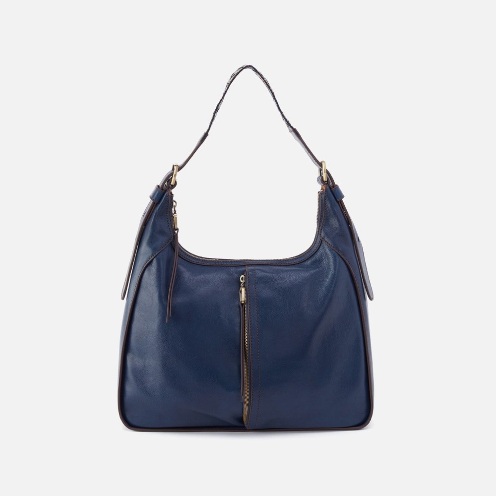 Hobo | Bellamy Front Zip Hobo in Artisan Leather - Navy