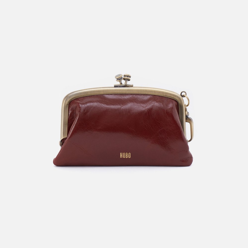 Hobo | Cheer Frame Pouch in Polished Leather - Henna