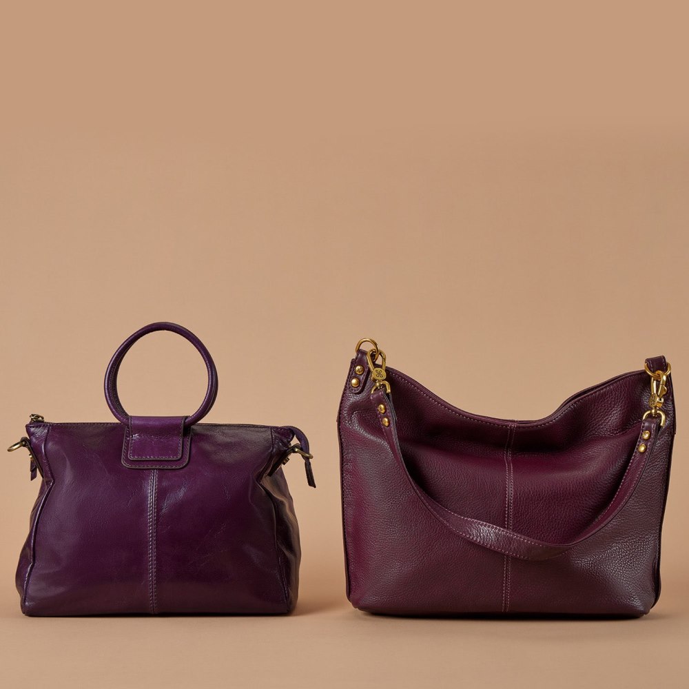 Hobo | Sheila Medium Satchel in Polished Leather - Deep Purple