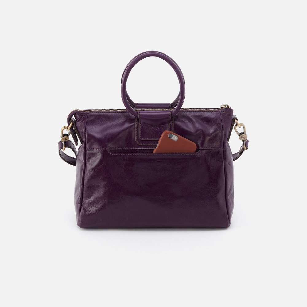 Hobo | Sheila Medium Satchel in Polished Leather - Deep Purple