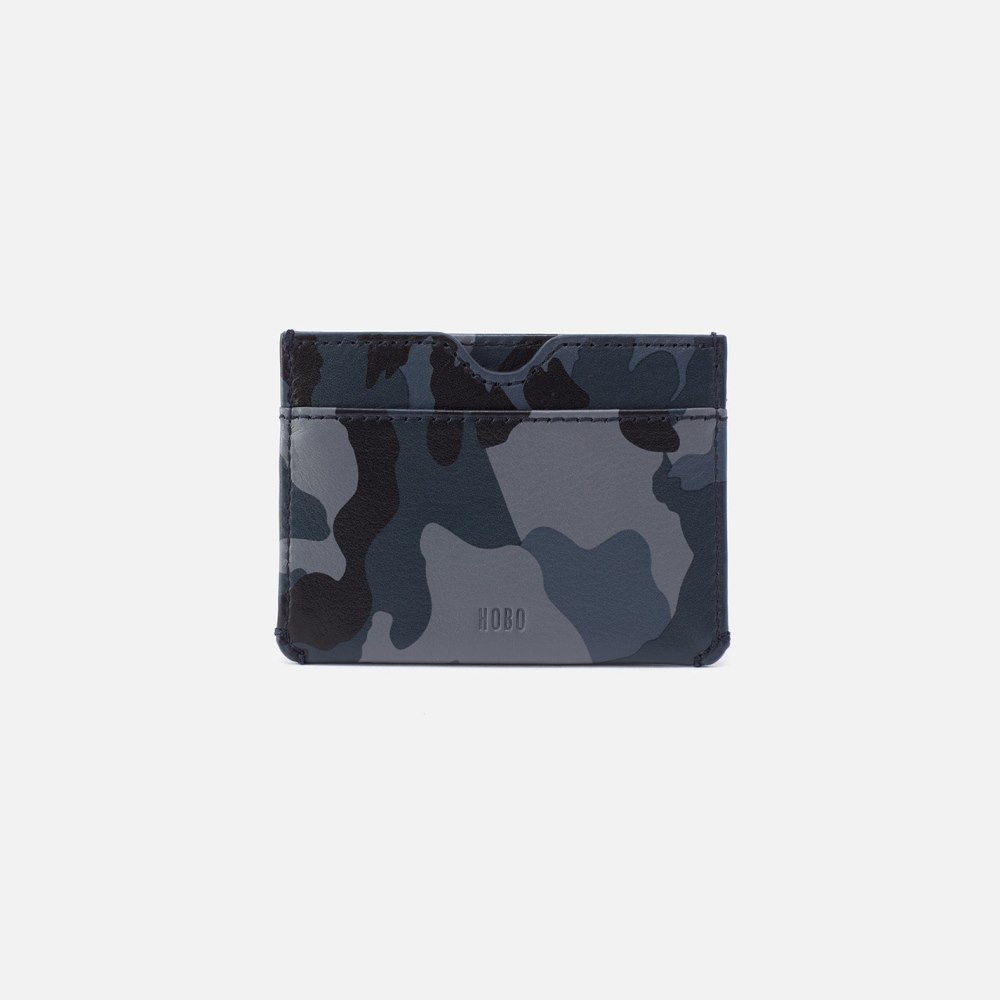 Hobo | Men's Credit Card Wallet in Silk Napa Leather - Blue Camo