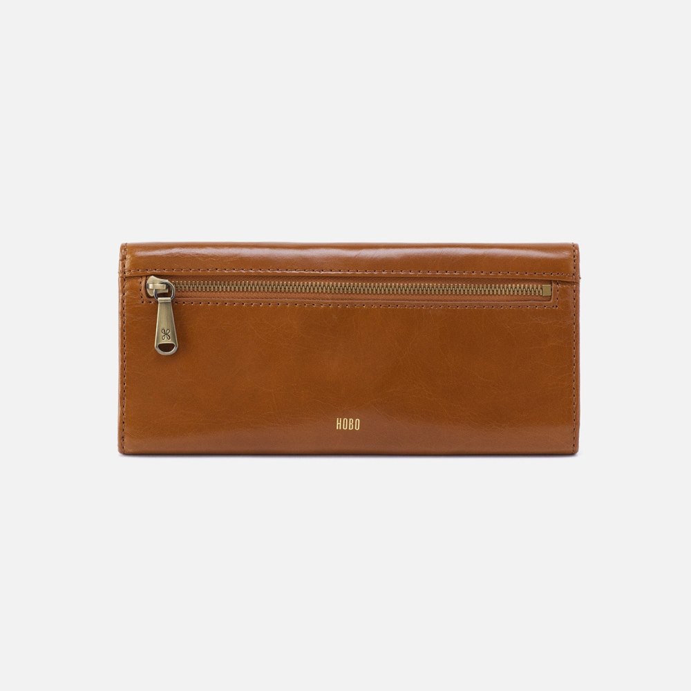 Hobo | Jill Large Trifold Wallet in Polished Leather - Truffle