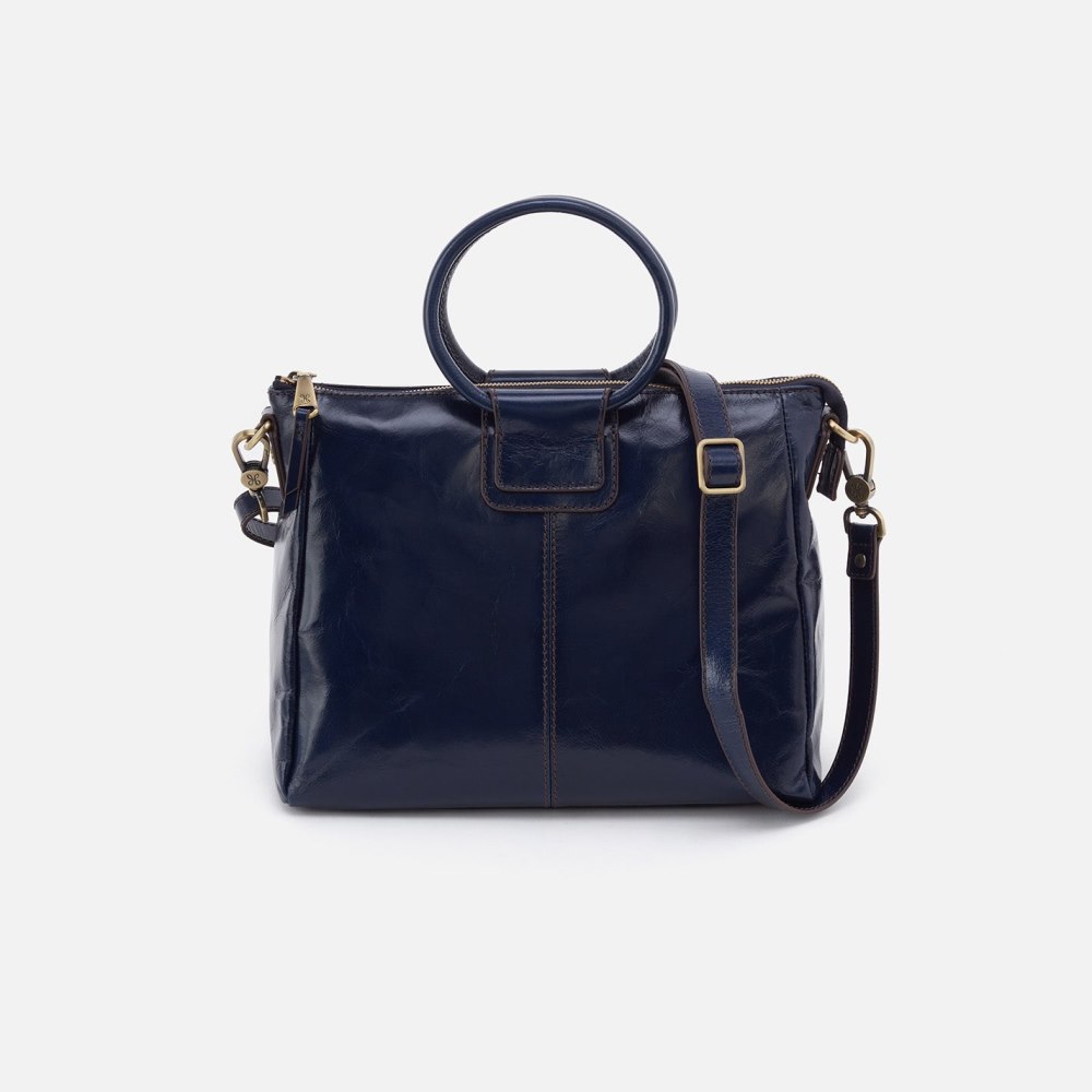 Hobo | Sheila Medium Satchel in Polished Leather - Nightshade