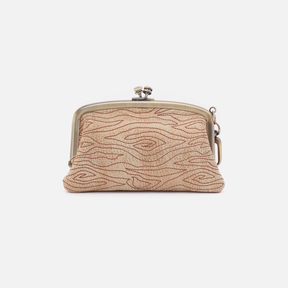 Hobo | Cheer Frame Pouch in Embroidered Metallic Leather - Gold Leaf