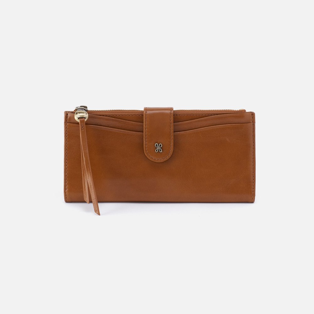 Hobo | Max Continental Wallet in Polished Leather - Truffle - Click Image to Close