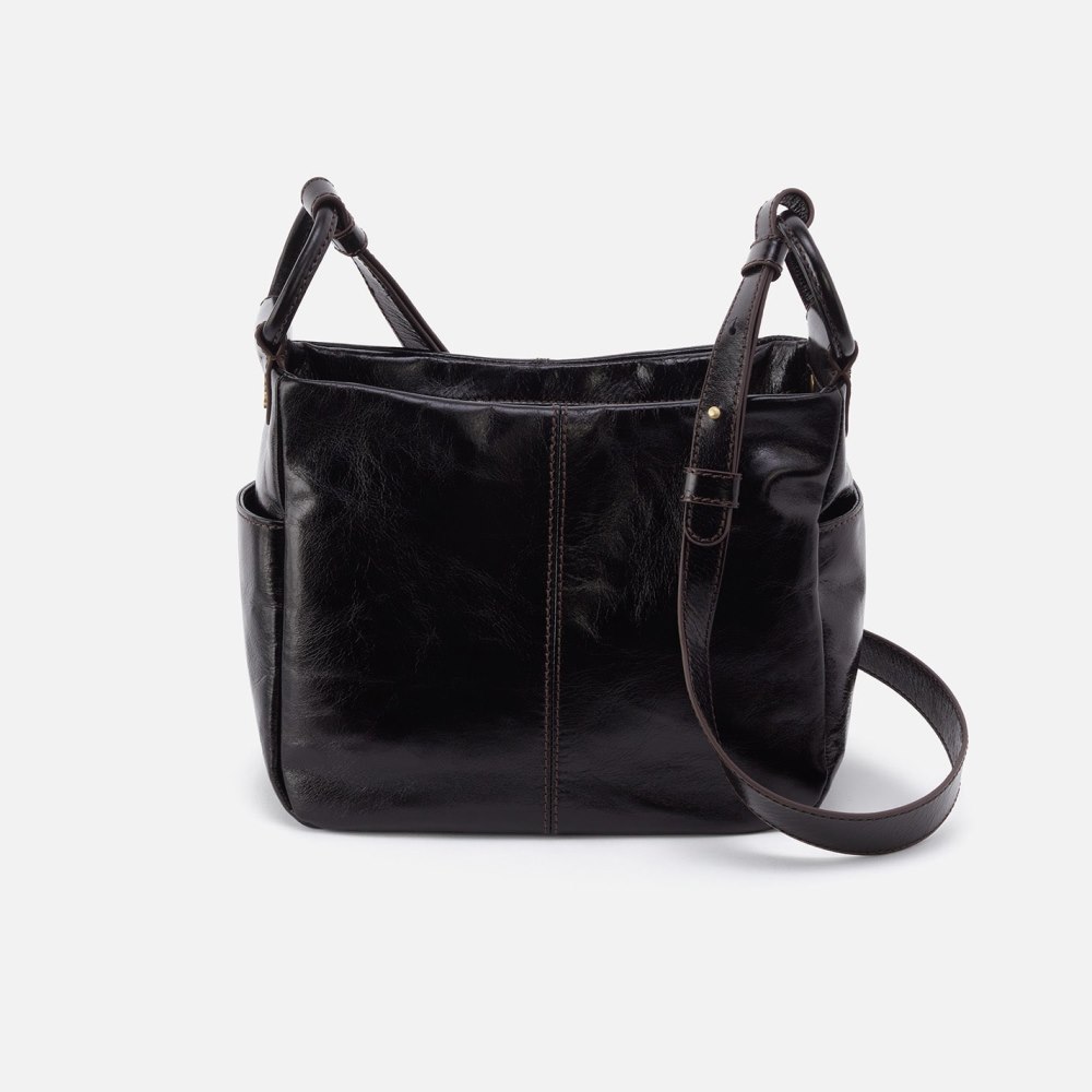 Hobo | Sheila Crossbody in Polished Leather - Black - Click Image to Close