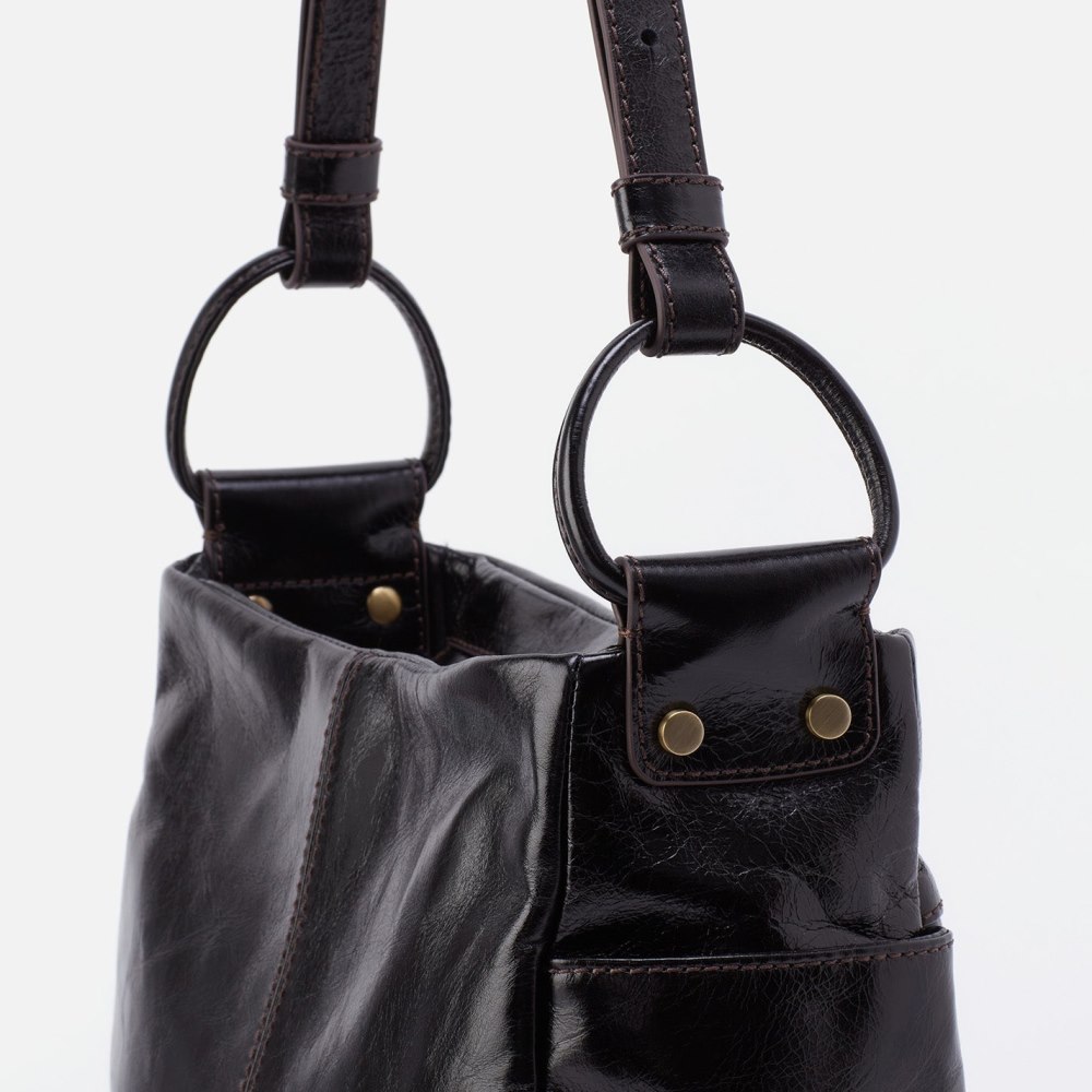 Hobo | Sheila Crossbody in Polished Leather - Black