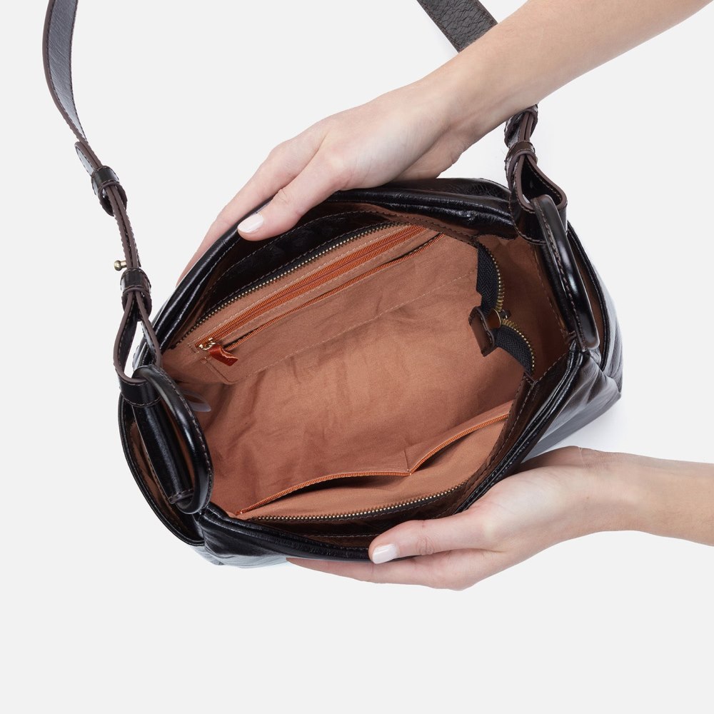 Hobo | Sheila Crossbody in Polished Leather - Black