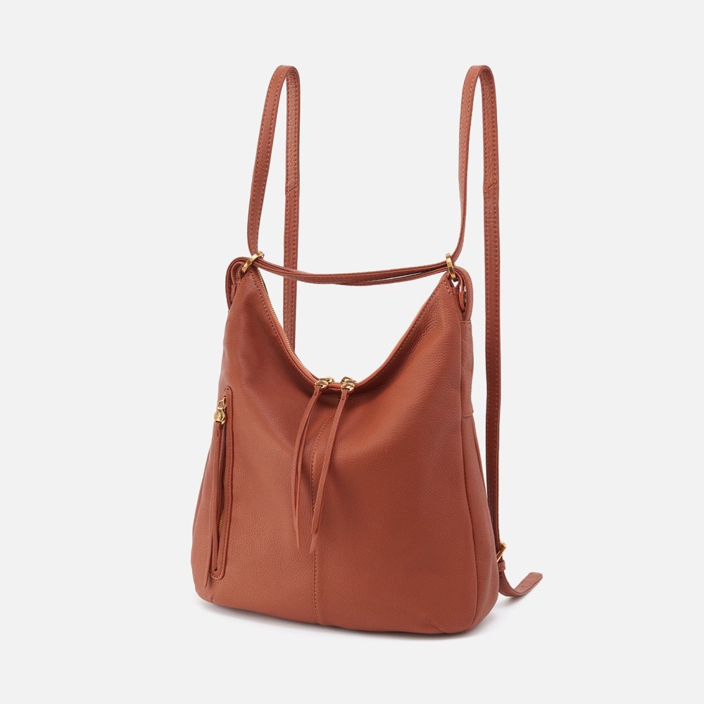 Hobo | Merrin Convertible Backpack in Pebbled Leather - Cognac