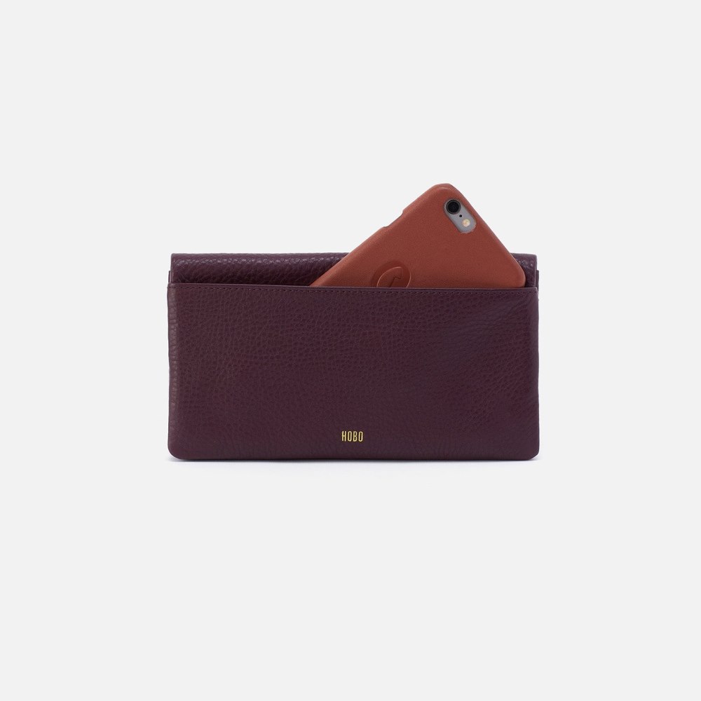 Hobo | Lumen Continental Wallet in Pebbled Leather - Ruby Wine