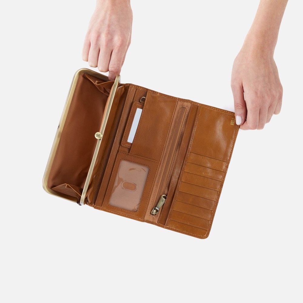 Hobo | Rachel Continental Wallet in Polished Leather - Truffle