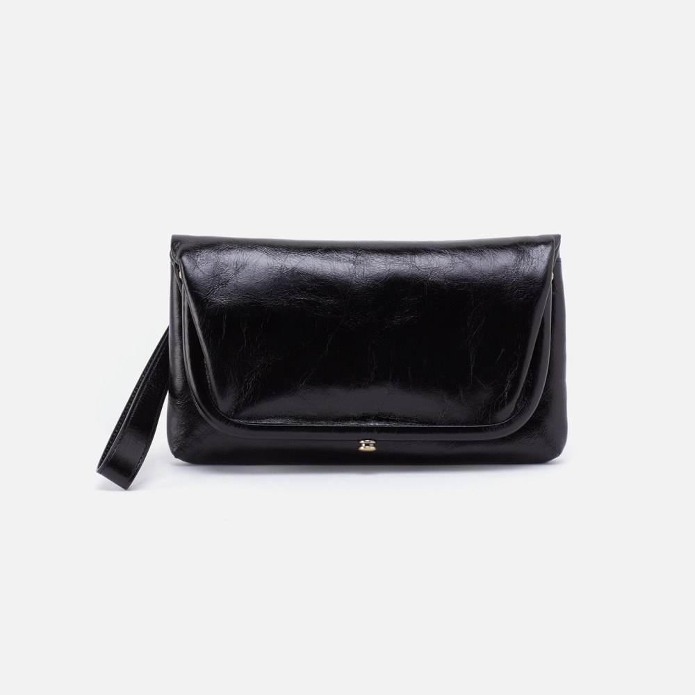 Hobo | Lauren Wristlet in Polished Leather - Black - Click Image to Close