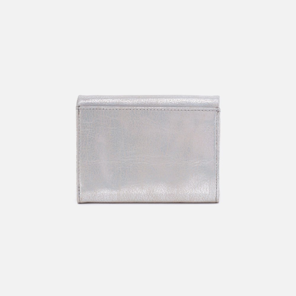 Hobo | Lumen Medium Bifold Compact Wallet in Metallic Leather - Silver