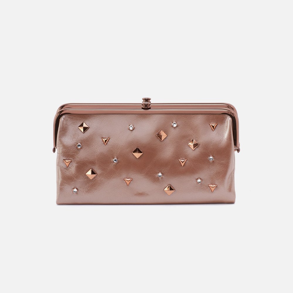 Hobo | Lauren Clutch-Wallet in Metallic Leather - Frosted Rose - Click Image to Close