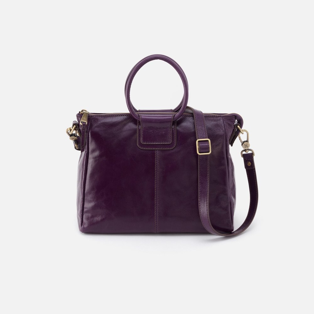 Hobo | Sheila Medium Satchel in Polished Leather - Deep Purple - Click Image to Close