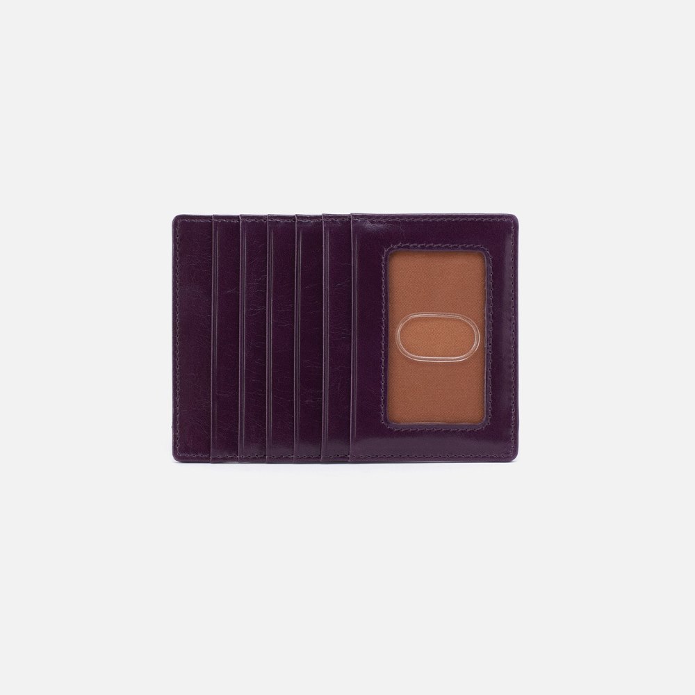 Hobo | Euro Slide Card Case in Polished Leather - Deep Purple - Click Image to Close