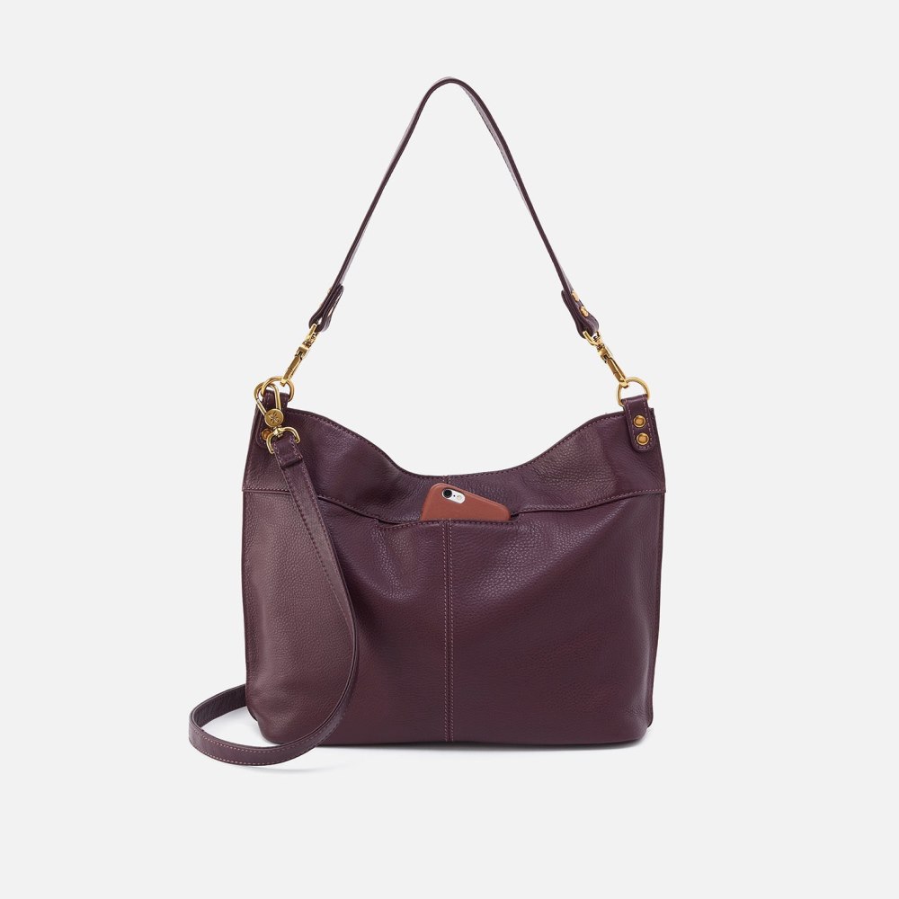 Hobo | Pier Shoulder Bag in Pebbled Leather - Ruby Wine