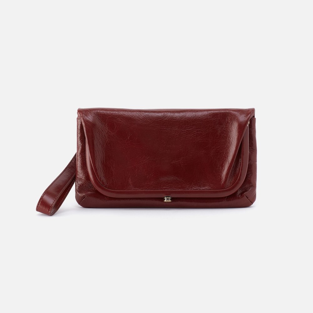 Hobo | Lauren Wristlet in Polished Leather - Henna - Click Image to Close