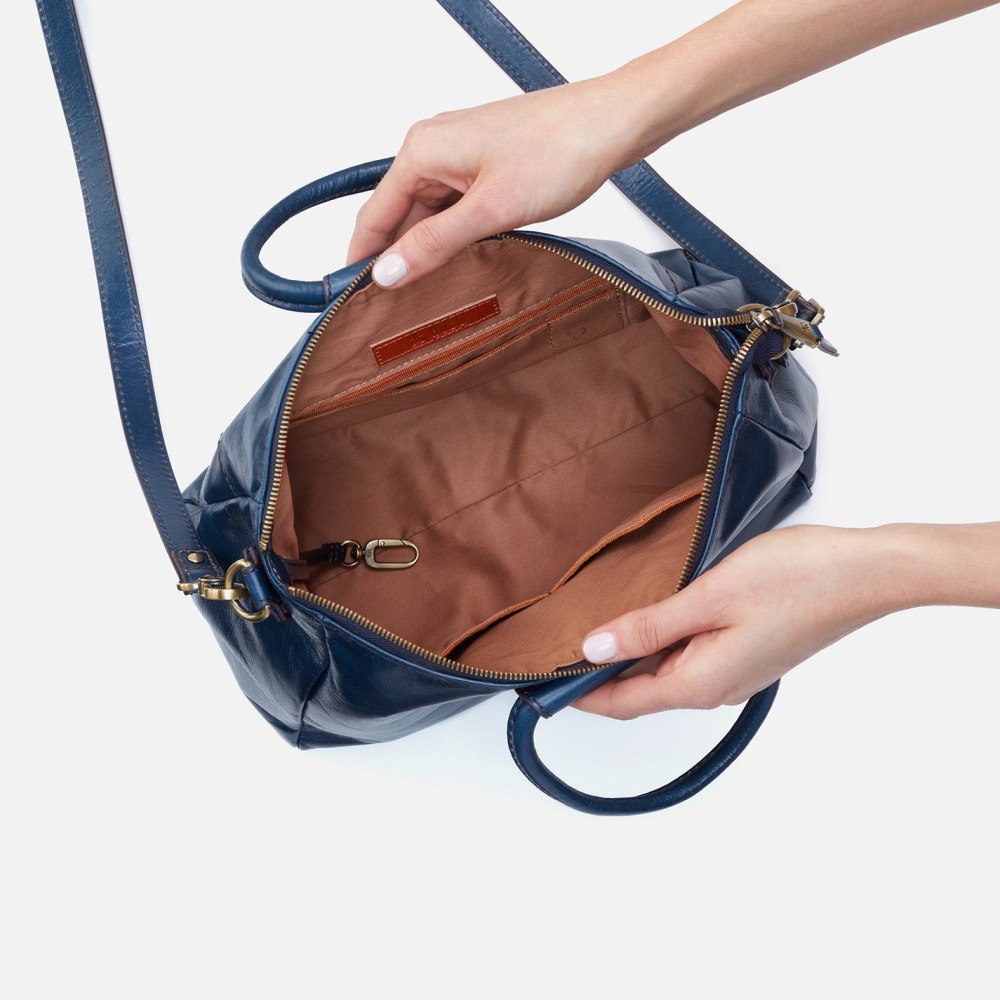 Hobo | Sheila Medium Satchel in Polished Leather - Denim