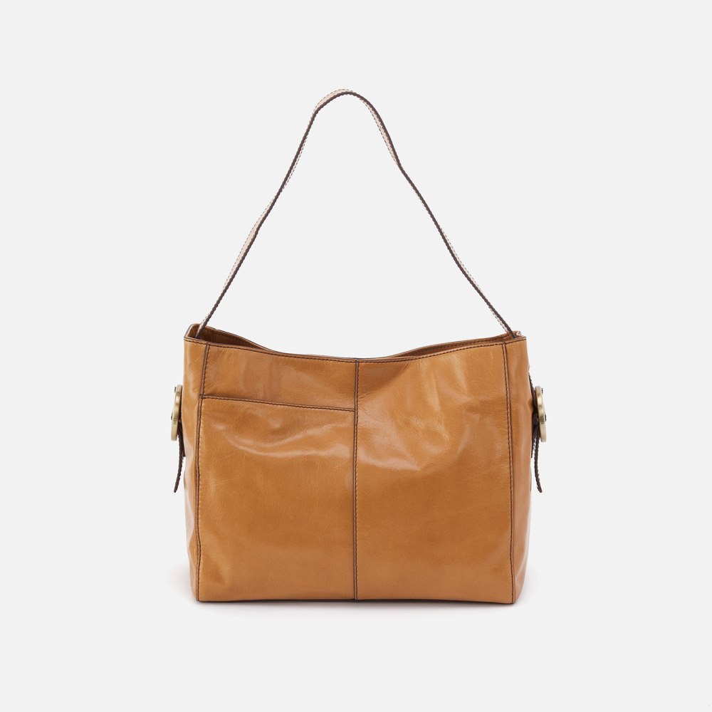 Hobo | Render Shoulder Bag in Polished Leather - Natural