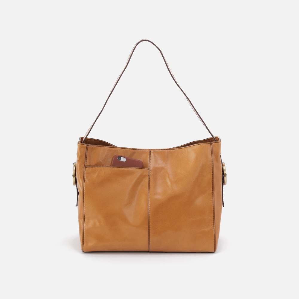 Hobo | Render Shoulder Bag in Polished Leather - Natural